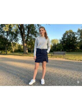 Croft & Barrow Navy Casual Mini Skort With Front & Back Pockets Women's Size 12